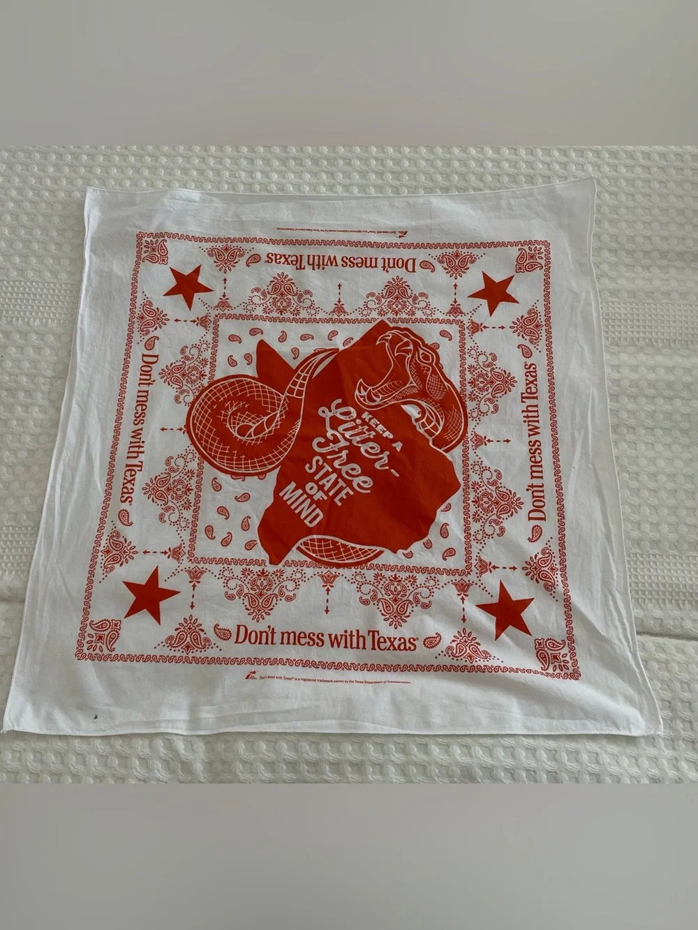 Don't Mess With Texas Red & White Bandana Scarf